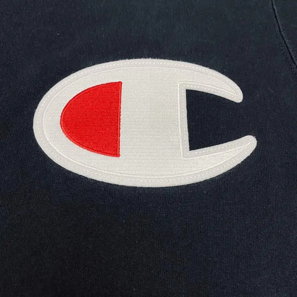 80s Vintage Champion‎ Sports Shirt Men's Medium Black Patch Logo Short Sleeve - Picture 6 of 6